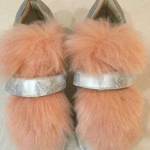 Pink Faux Fur Velcro Sneakers